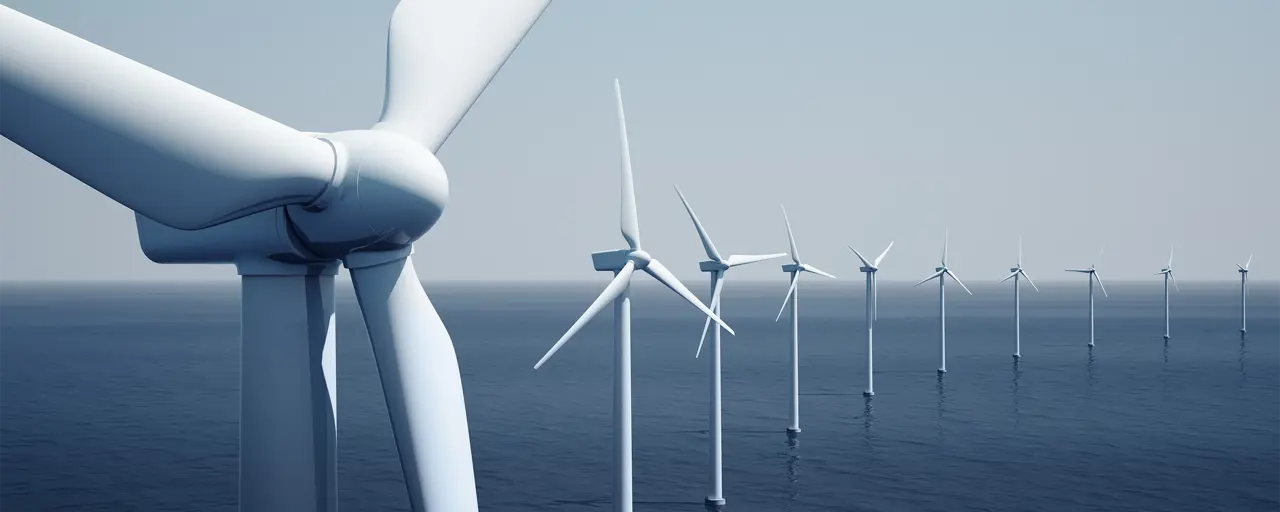 View of the windmills at the ocean