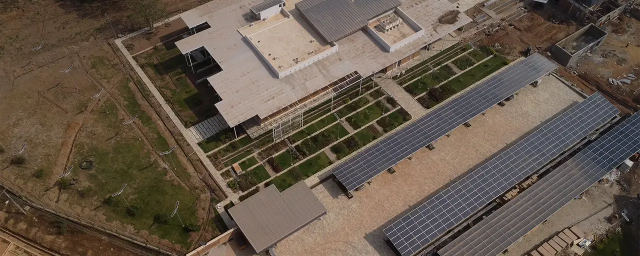 Aerial view of a building under construction