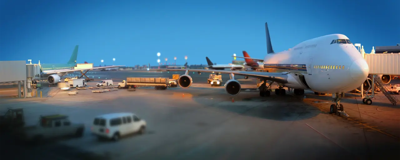 View of an airplane at an airport that is taxied.