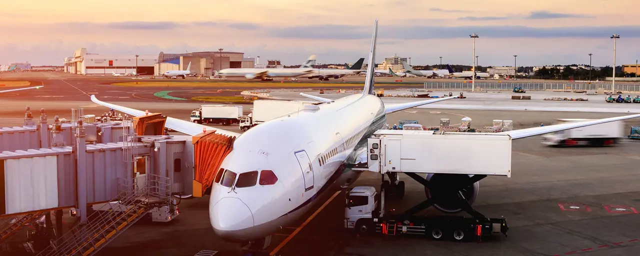 Plane on tarmac at Heathrow Airport in the UK.