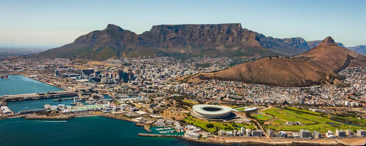 Skyline view of cape town with mountains and hills