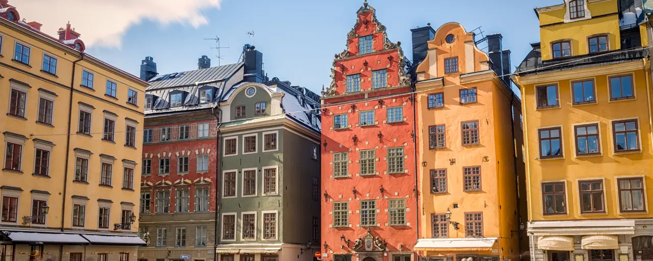 Old town Stortorget in Gamla Stan in Stockholm, Sweden, with colourful buildings