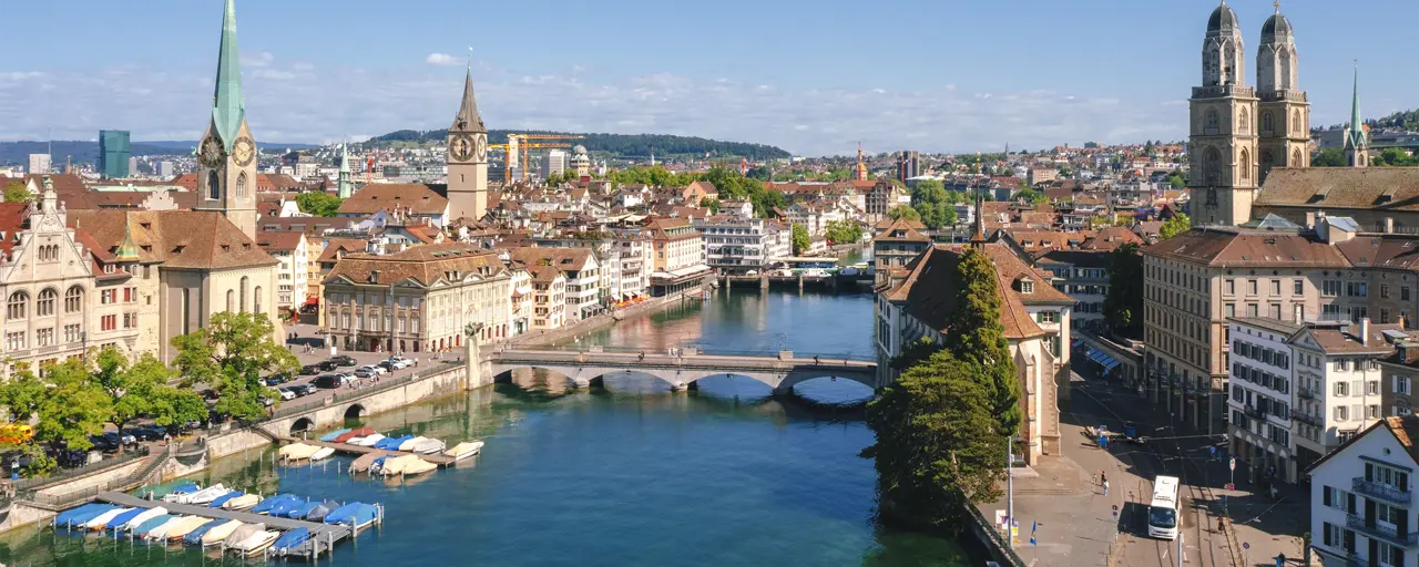 Aerial view of downtown Zurich, Switzerland