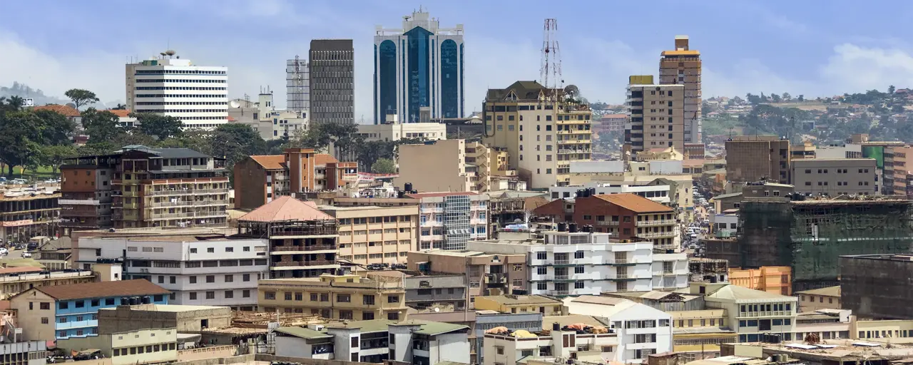 Aerial view over Kampala, Uganda