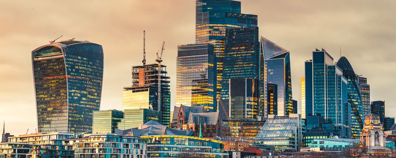 London city skyscrape at dusk